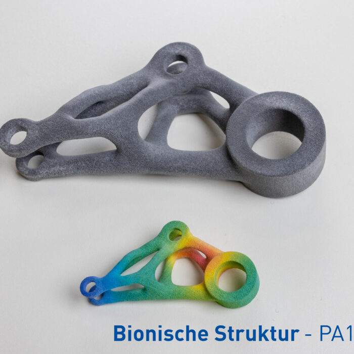 Bionische Struktur aus dem 3D Druck in PA12 Material und verschiedenen Farben